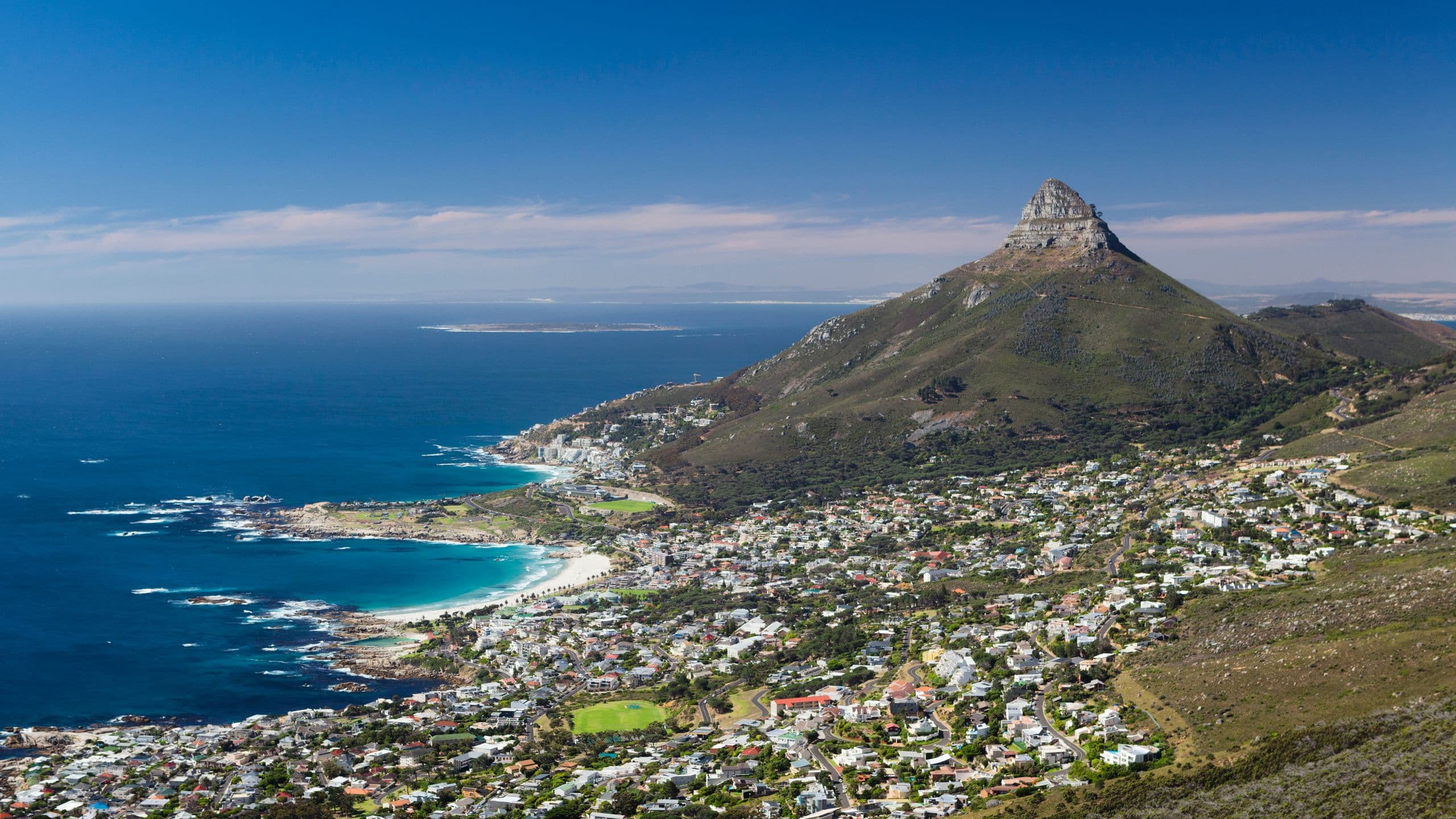 Cape Town with Table Mountain and ocean in South Africa